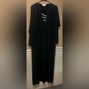 Oscar de la Renta Swirl Loungewear Hostess Dress Muu Muu Long Sleeve Black